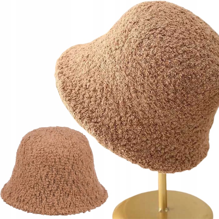 BUCKET HAT KAPELUSZ JESIEŃ ZIMA WIOSNA BOUCLE BUKLA BARANEK BEAR KOL 3006