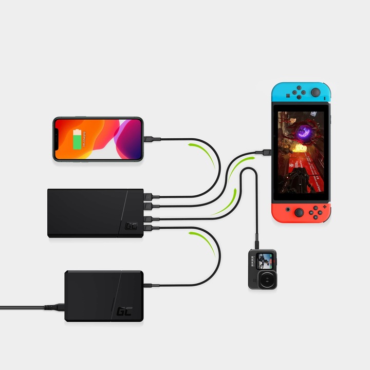 POWER BANK 20000mAh GREEN CELL 18W PD USB-C QC POWER DELIVERY QUICK CHARGE