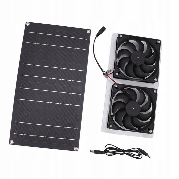 WENTYLATOR 12V + PANEL SOLARNY SŁONECZNY 100W USB