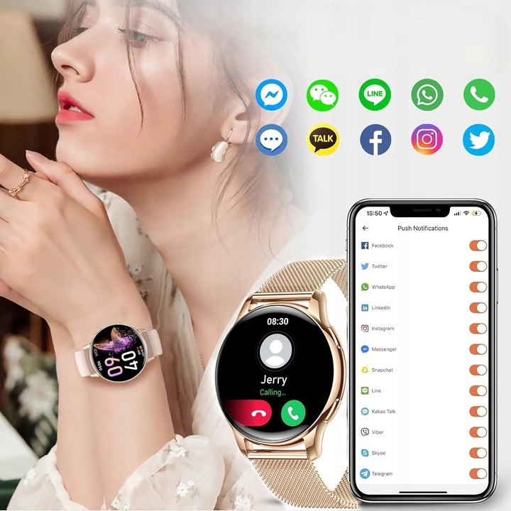 SMARTWATCH ZEGAREK DAMSKI DLA KOBIETY AMOLED ROZMOWY CIŚNIENIOMIERZ MENU PL