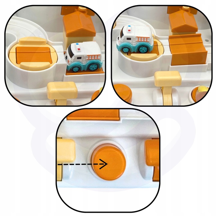 INTERAKTYWNY TOR PRZESZKÓD SAMOCHODOWY AUTKA PRZYGODA PANDY GRA WOOPIE