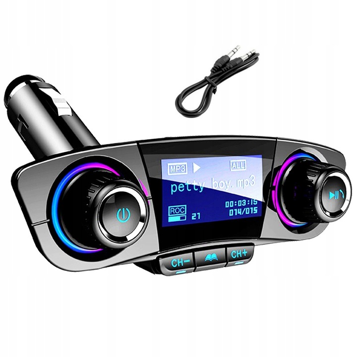 Transmiter Bluetooth FM Ładowarka 2x USB 2.1A SD