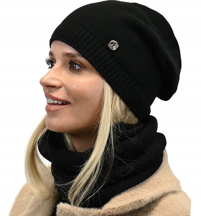 Komplet Czapka z Tubą Znakomita Jakość Czarny B1