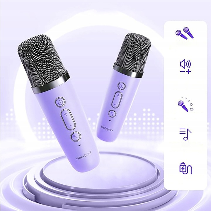 PRZENOŚNY ZESTAW DO KARAOKE LED IDEALNY PREZENT Z 2SZT MIKROFON