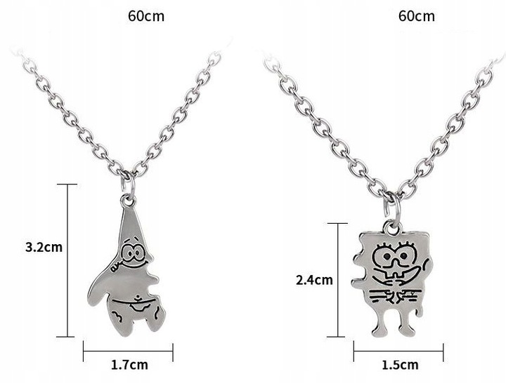 Naszyjniki Srebrny dla Przyjaciół Przyjaciółek BEST FRIENDS SpongeBob