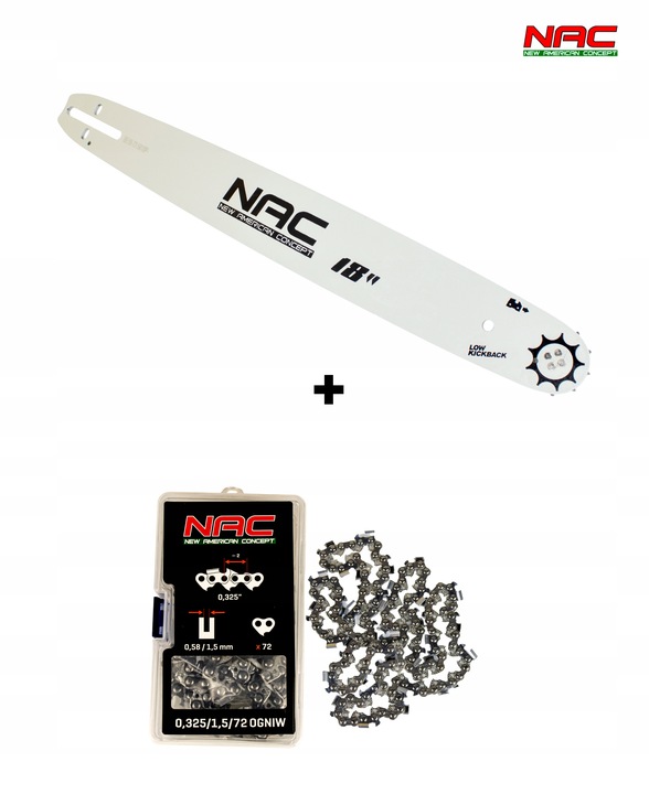 PROWADNICA DO PIŁY 18" NAC + ŁAŃCUCH ORYGINAŁ