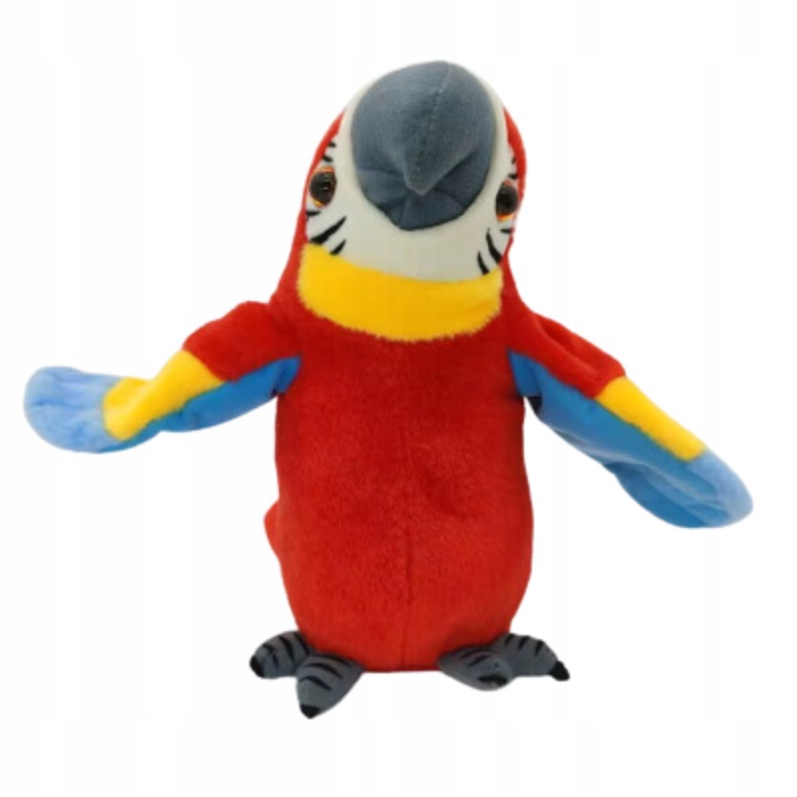 PAPUGA CZERWONA GADAJĄCA MÓWI POWTARZA MASKOTKA POWTARZAJĄCA