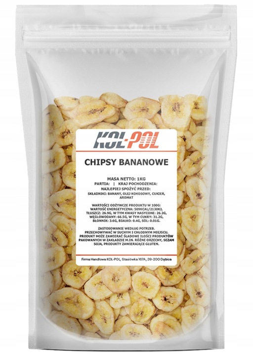 Chipsy bananowe 1kg Banany suszone wysoka jakość | Kol-Pol