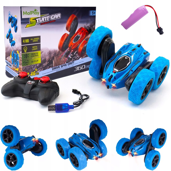 SAMOCHÓD TWISTER 360 ZDALNIE STEROWANY AKROBATA KASKADER AUTO LED PILOT RC