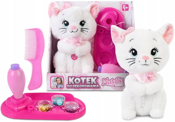 KOTEK DO DEKOROWANIA ZESTAW AKCESORIA pluszowy KOT MIAUCZY Natalia