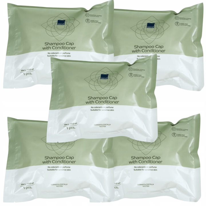 CZEPEK DO BEZWODNEGO MYCIA GŁOWY na sucho 5 szt do szpitala, na biwak