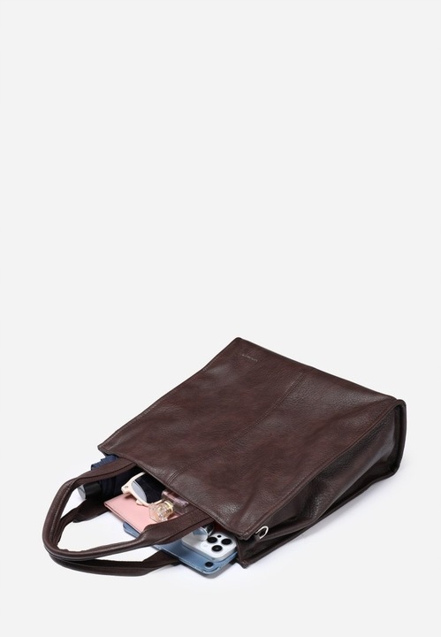 Pojemna Shopperka Torebka Damska Brązowa Format A4 LUIGISANTO