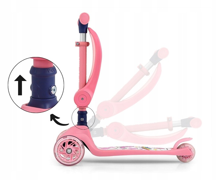 Hulajnoga trójkołowa dla dzieci koła LED Scooter Milly Mally Fuzzy Pink