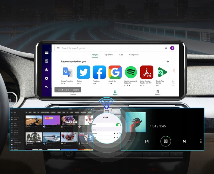 RADIO STACJA MULTIMEDIALNA WIDEOREJESTRATOR CARPLAY ANDROID DVR KAMERA AUX