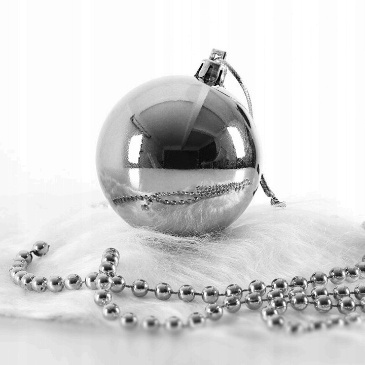 BOMBKI CHOINKOWE 6cm 54 SZT BOMBKA ZESTAW SREBRNE