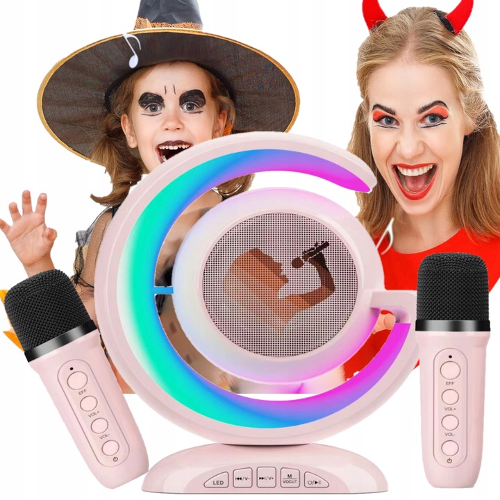 Bezprzewodowy Zestaw do Karaoke Głośnik Bluetooth + 2 Mikrofony dla Dzieci