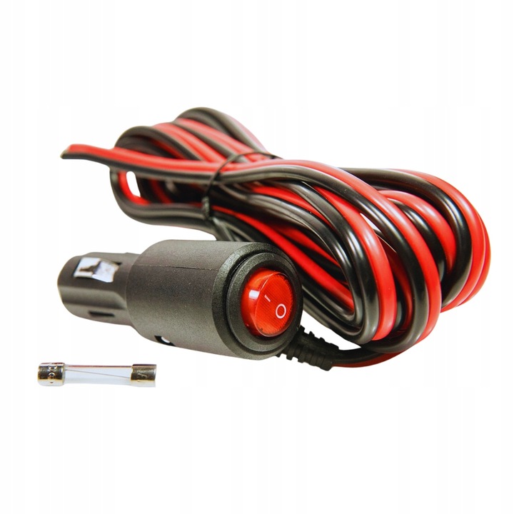 Przewód gniazda zapalniczki wtyk wtyczka kabel 3m 15A z przełącznikiem