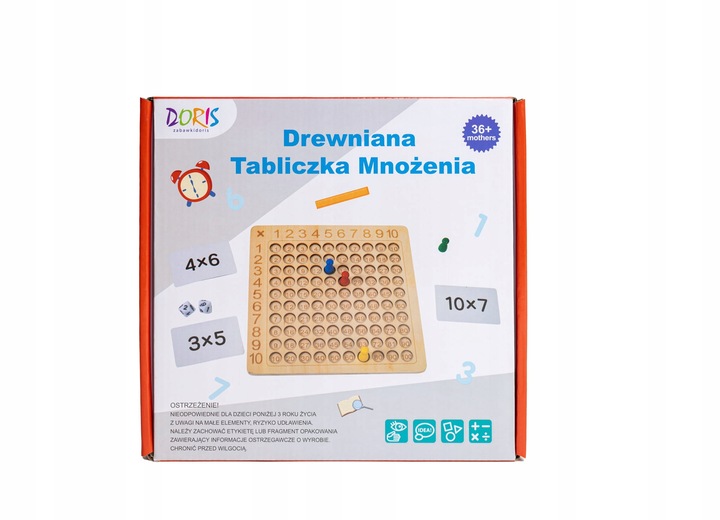 DREWNIANA TABLICZKA MNOŻENIA UKŁADANKA MONTESSORI LICZYDŁO