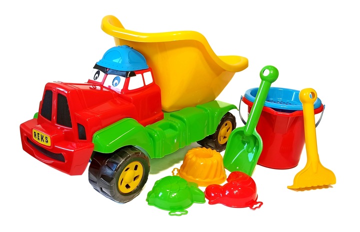 Samochód wywrotka Reks z zestawem do piasku, ciężarówka Reks z zestawem