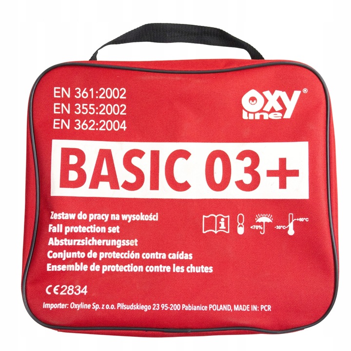 Szelki bezpieczeństwa BHP z AMORTYZATOREM Y - zestaw BASIC + 03 OXYLINE