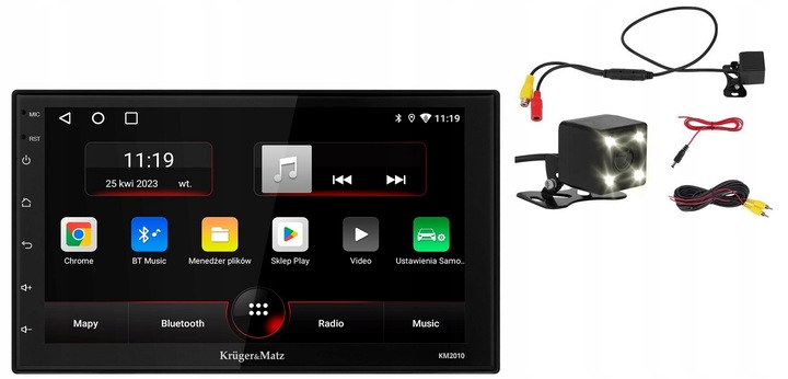 Kruger&Matz KM2010 Radio Samochodowe BT CarPlay Android +++ kamera cofania