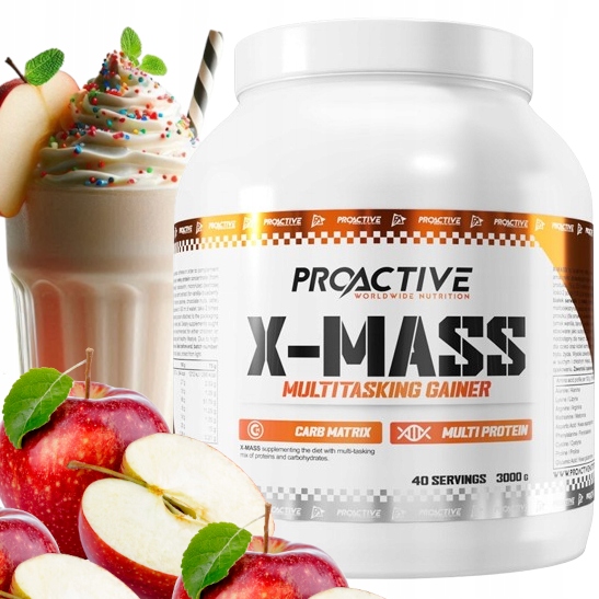 GAINER w proszku białko węglowodany ProActive X-MASS PIECZONE JABŁKO 3000g