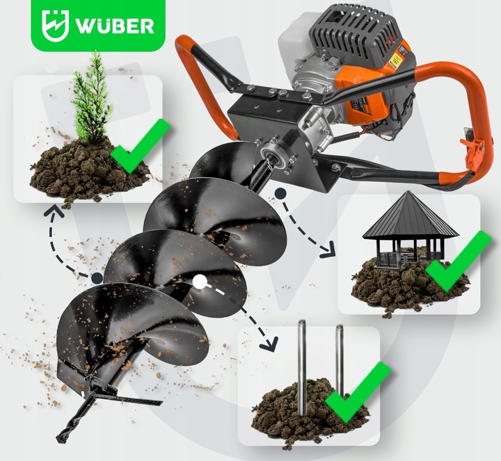 WIERTNICA SPALINOWA ŚWIDER DO GLEBY ZIEMI 5,2KM+PRZEDŁUŻKA WIERTŁA 10/20/30