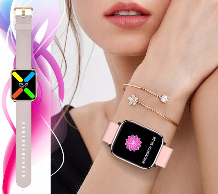 SMARTWATCH ZEGAREK POLSKIE MENU ROZMOWY SPORT SMART WATCH DAMSKI 2 PASKI