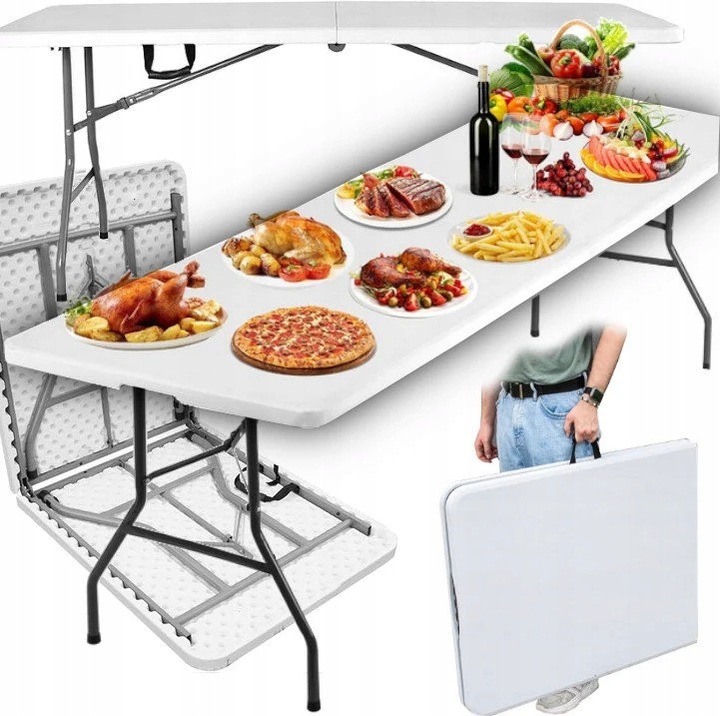 STÓŁ CATERINGOWY Składany w Walizkę TURYSTYCZNY Przenośny Rozkładany 180 cm