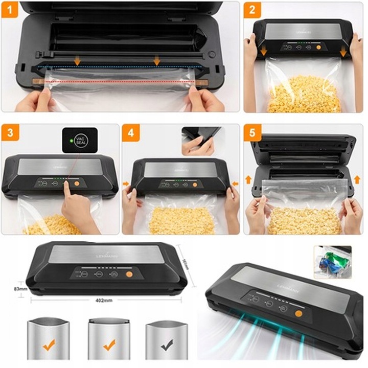 Zgrzewarka próżniowa Pakowarka żywności Automatyczna Roczny zapas folii 26m