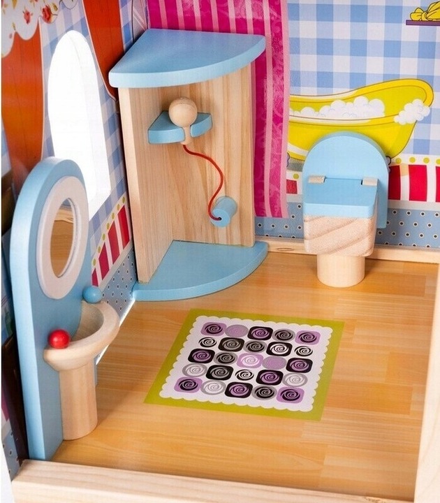 Duży Domek Dla Lalek XXL Drewniany Mebelki Do Zestawu Oświetlenie LED