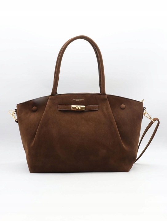 Torebka Flora&Co duża czekoladowa zamsz eco zamszowa ciemny brązowa shopper