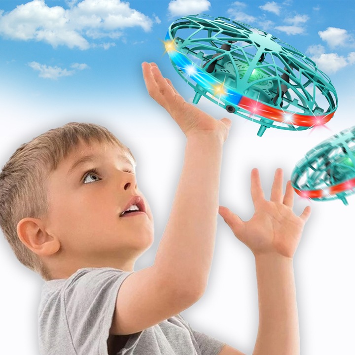 LATAJĄCY mini DRON UFO Dysk Kula Sterowany Ręką Dłonią ŚWIECĄCY LED IR