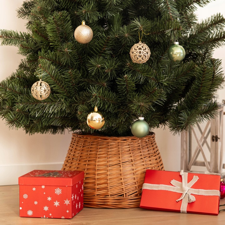 OSŁONA NA STOJAK CHOINKOWY WIKLINOWA 50 cm OSŁONKA POD CHOINKĘ KOSZ BOHO