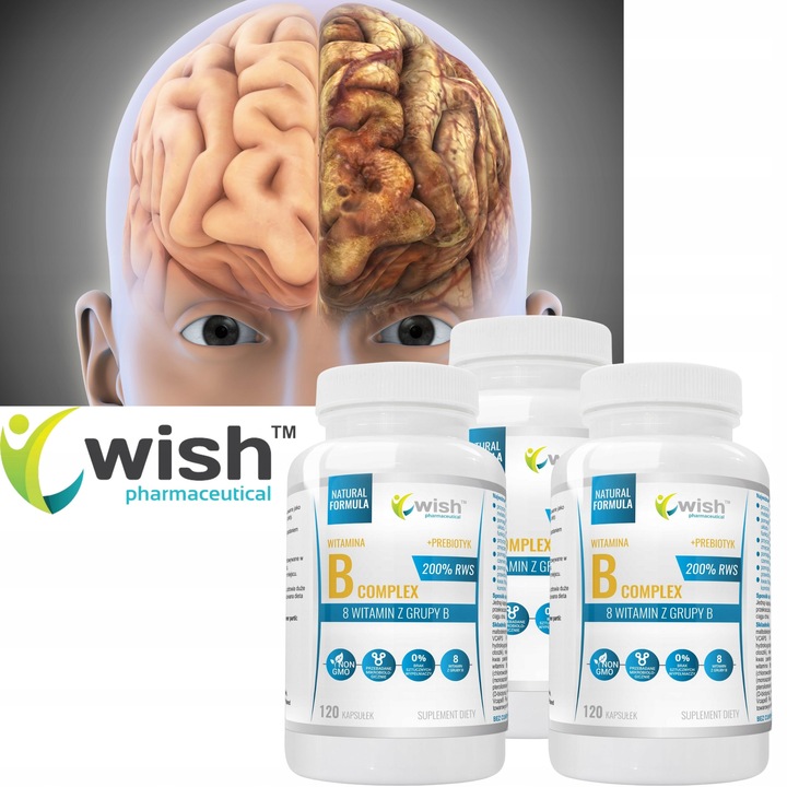 Witamina B-200 Complex B5 B6 B9 B7 B1 B2 B12 WEGAN