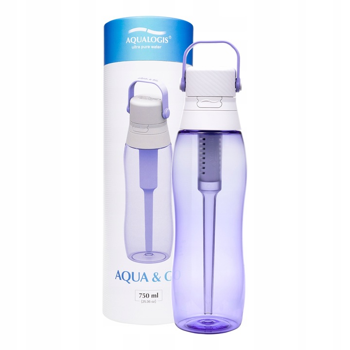 BUTELKA FILTRUJĄCA NA WODĘ AQUALOGIS BIDON Aqua&Go Tritan Fioletowa 750ml