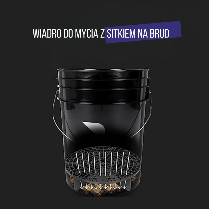 Wiadro CZARNE do mycia z separatorem WASH RINSE