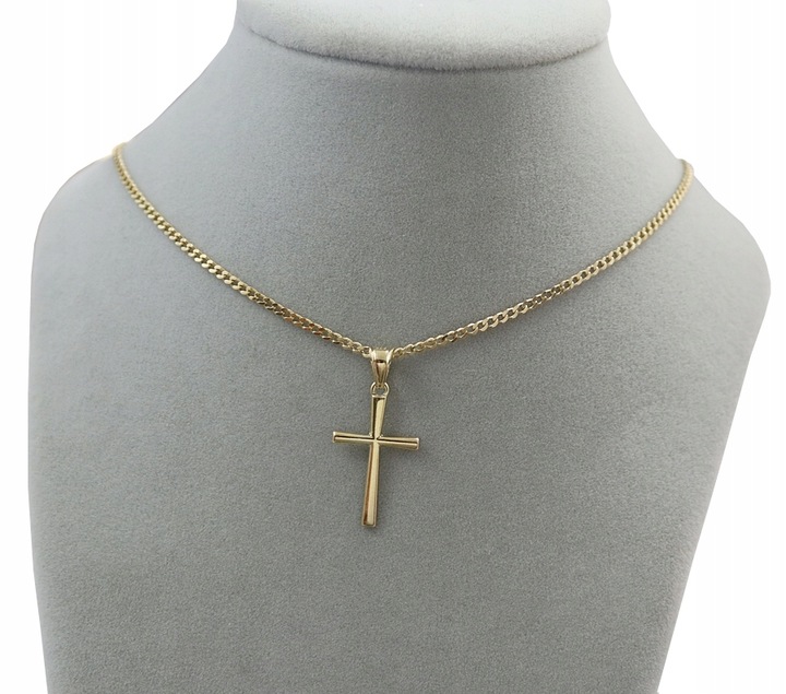 ZŁOTY ŁAŃCUSZEK NA CHRZEST CHRZCINY Z KRZYŻYKIEM PR 925 585 GRAWER PAMIĄTKA