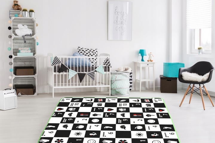 EDUKACYJNA MATA PIANKOWA SZACHOWNICA POLSKI ALFABET 180X200X0,5 DLA DZIECI