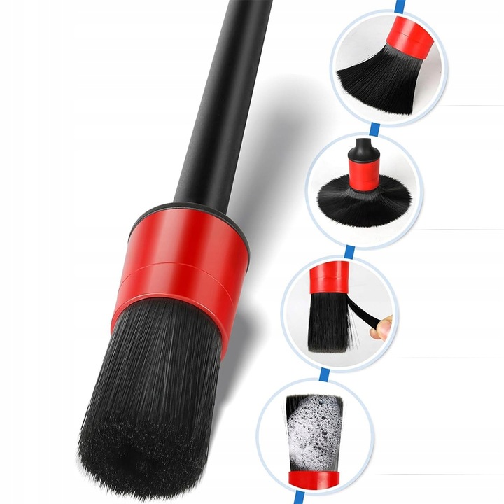 5X PĘDZLE PĘDZELKI DETAILINGOWE ZESTAW DO CZYSZCZENIA + ŚCIERECZKA ZESTAW