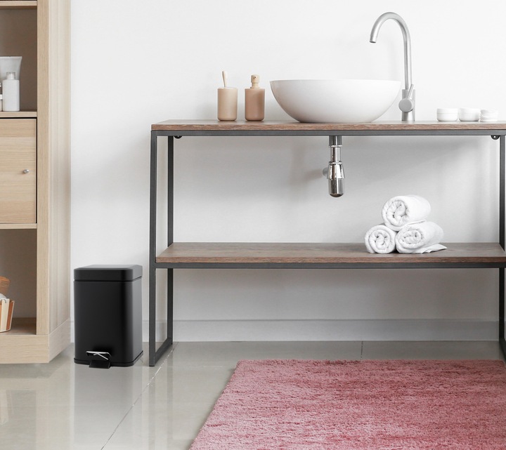 Kosz na śmieci 3L łazienkowy do WC łazienki toalety WOLNY OPAD czarny