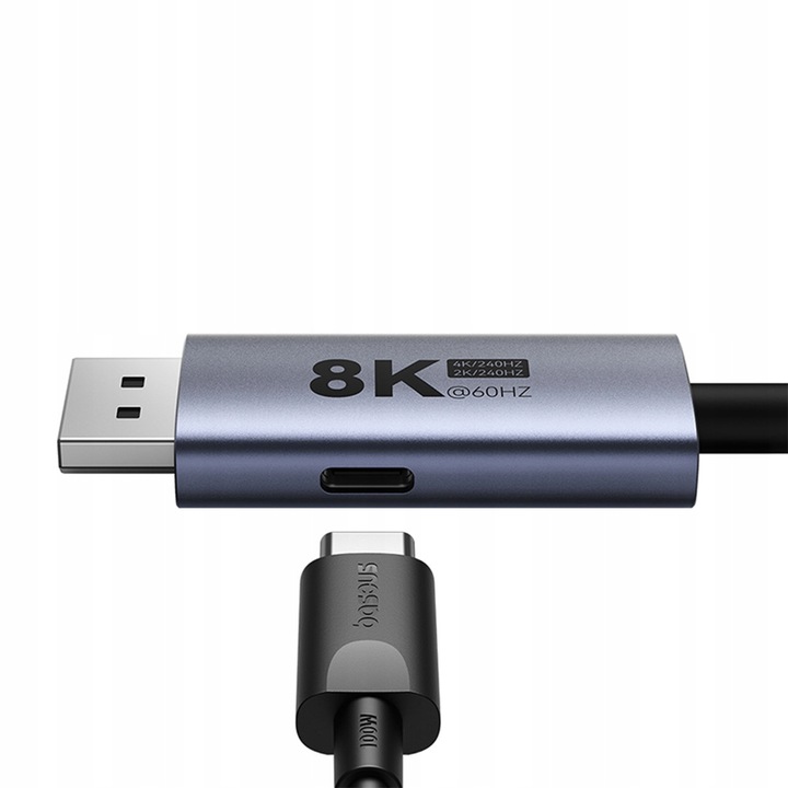 BASEUS KABEL USB C NA DISPLAYPORT DP 8K 100W MOCNY PRZEWÓD W OPLOCIE 1.5m