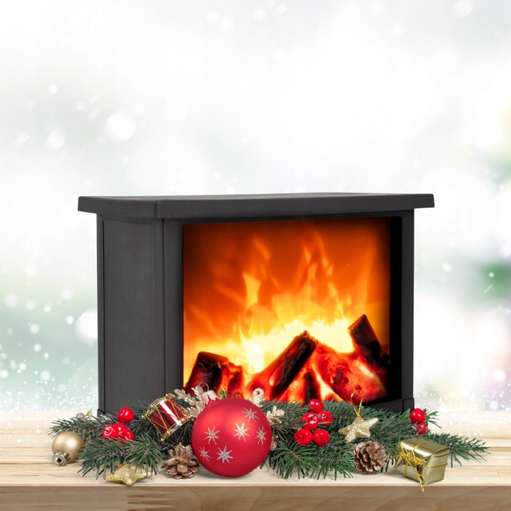 KOMINEK LED LAMPION Z OGNIEM RUCHOMY PŁOMIEŃ ELEKTRYCZNY DEKORACJA ŚWIĘTA