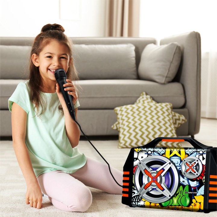 Głośnik Bluetooth Przenośny Karaoke Mikrofon Manta Helios 2 USB, AUX, FM 8h