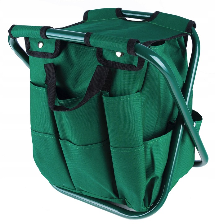 Stołek Składany Taboret Ogrodowy Wędkarski Z Torbą Na Narzędzia