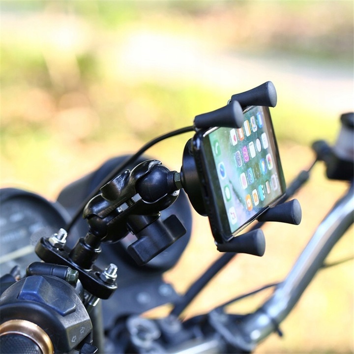 UCHWYT NA TELEFON Z ŁADOWARKA USB MOTOCYKLOWY