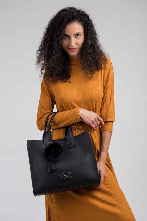 KLASYCZNA TORBA Z POMPONEM MONNARI MIEJSKA SHOPPER POJEMNA PREMIUM