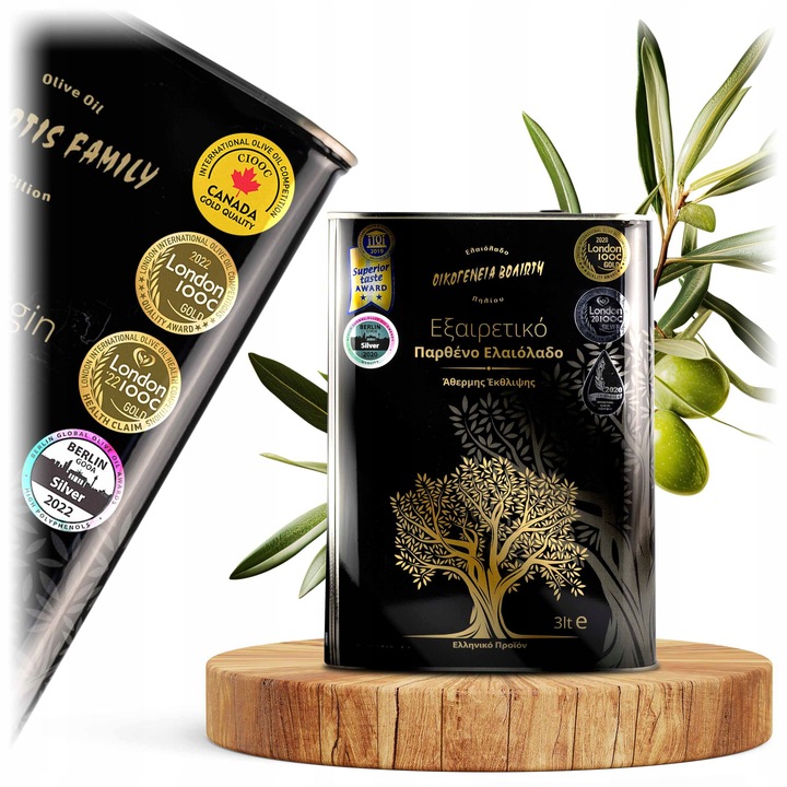 Oliwa z Oliwek GRECKA Extra Virgin 3l NIEFILTROWANA jakość ŚWIEŻY ZB. 24/25