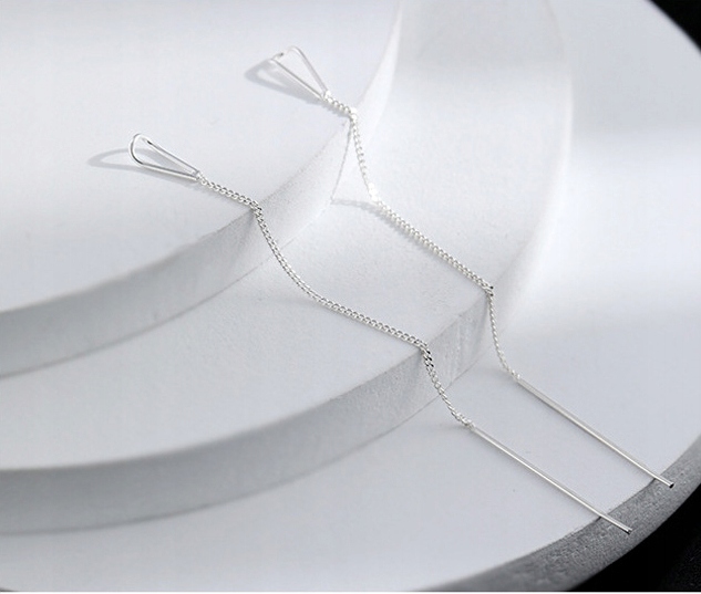 KOLCZYKI SREBRNE Przeciągane Wiszące proste