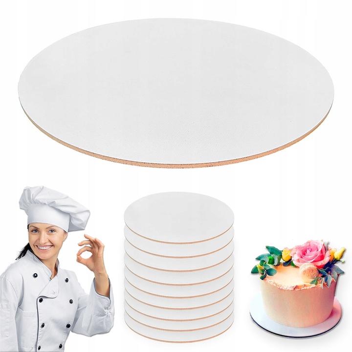 Podkład pod tort HDF BEZZAPACHOWY 30 cm 5 szt Biały Okrągły Brand4Cake